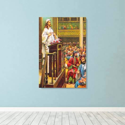 Matthew 13:53-58 Lehrer in der Synagoge-Leinwand Leinwanddruck (Insitu (Holzboden))