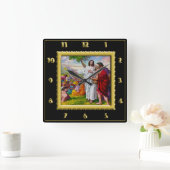 Matthew 14:13-21.Jesus Feeds 5000 Men Quadratische Wanduhr (Zuhause)