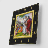 Matthew 14:13-21.Jesus Feeds 5000 Men Quadratische Wanduhr (Winkel)
