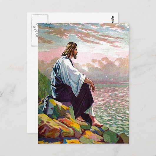 Matthew 14:22-23 Jesus Prays von sich selbst Postk Postkarte (Vorne/Hinten)