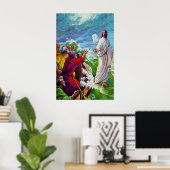 Matthew 14:24-33 Jesus läuft auf dem Meer Poster (Heimbüro)