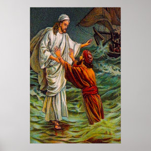 Matthew 14:28-33 Herr, Rett mir Poster