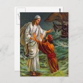Matthew 14:28-33 Herr, Rett mir Postkarte (Vorne/Hinten)
