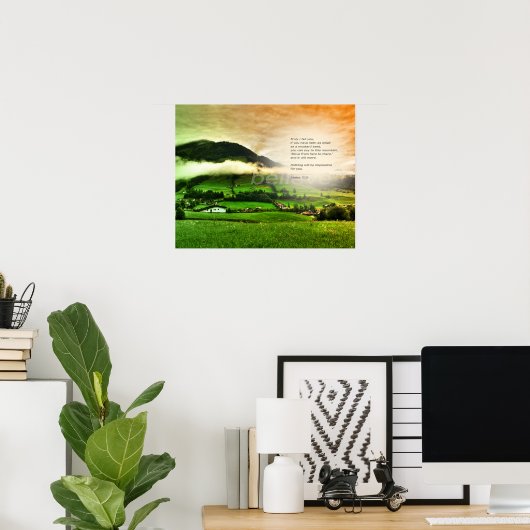 Matthew 17:20 Bergsteigen Bibel Vers Sonnenunterga Poster (Heimbüro)