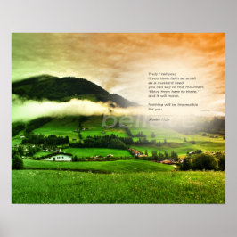 Matthew 17:20 Bergsteigen Bibel Vers Sonnenunterga Poster