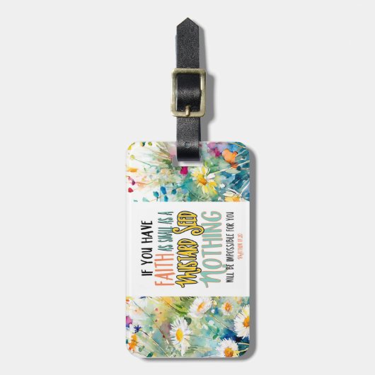 Matthew 17:20 Der Glaube als Senf-Bibelverse Gepäckanhänger (Vorderseite vertikal)