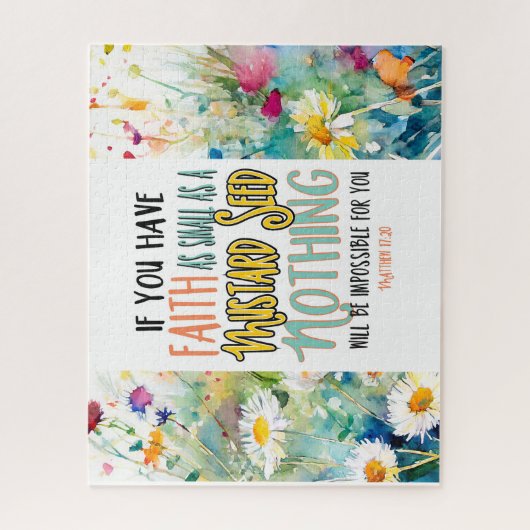 Matthew 17:20 Der Glaube als Senf-Bibelverse Puzzle (Vertikal)