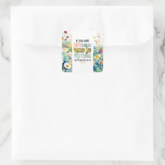 Matthew 17:20 Der Glaube als Senf-Bibelverse Quadratischer Aufkleber (Tasche)