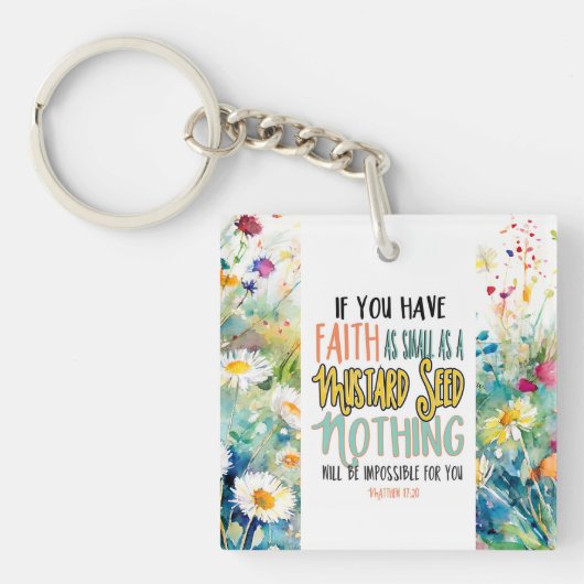 Matthew 17:20 Der Glaube als Senf-Bibelverse Schlüsselanhänger (Vorderseite)