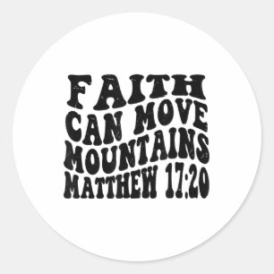 Matthew 17 20 Faith kann Berge bewegen Retro Vinta Runder Aufkleber
