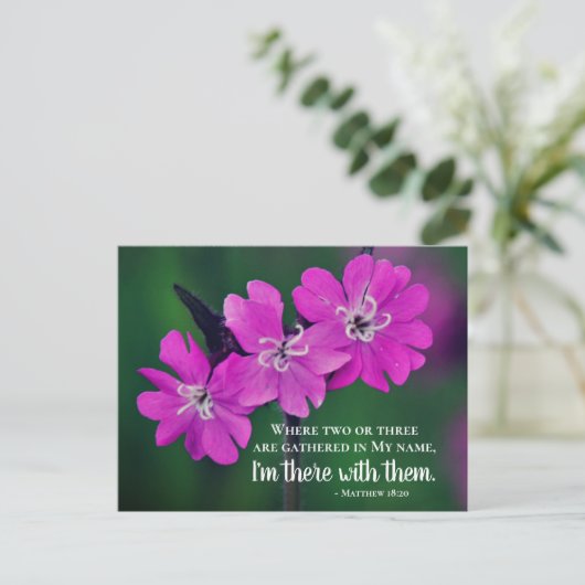 Matthew 18:20 Zwei oder Drei in meinem Namen Postkarte (Stehend Vorderseite)