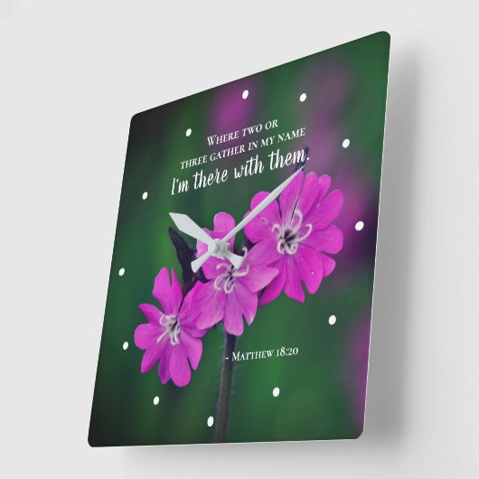 Matthew 18:20 Zwei oder drei Treffen in meinem Nam Quadratische Wanduhr (Winkel)