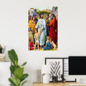 Matthew 19:13-15 Kleine Kinder kommen zu Jesus Poster (Heimbüro)