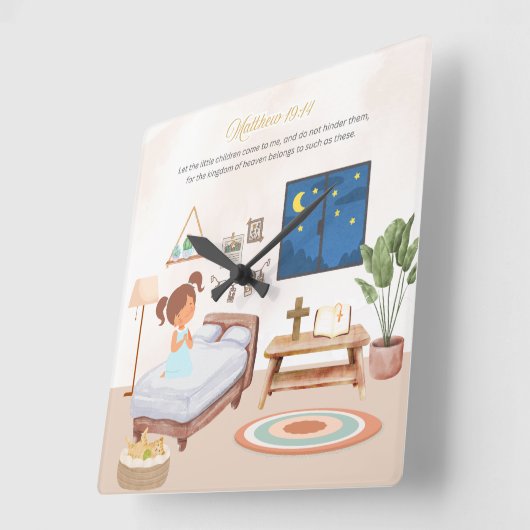 Matthew 19:14 Wall-Uhr Quadratische Wanduhr (Winkel)