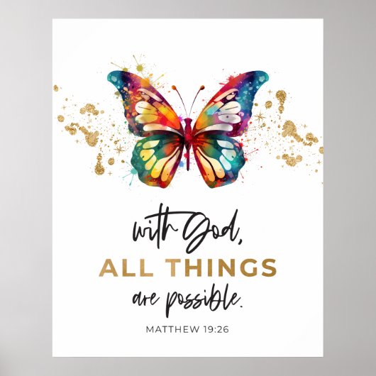 Matthew 19:26 Alle Dinge sind möglich Schmetterlin Poster (Vorne)