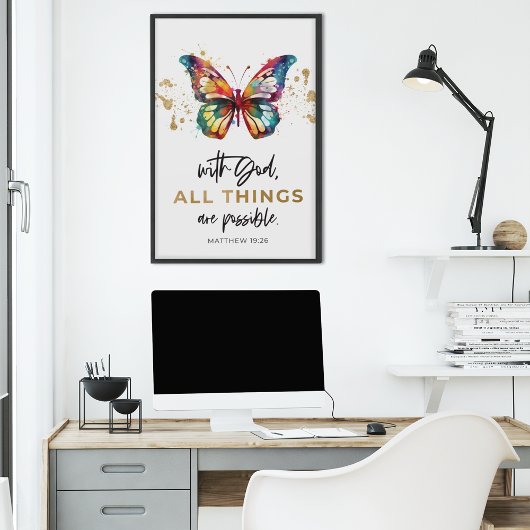 Matthew 19:26 Alle Dinge sind möglich Schmetterlin Poster
