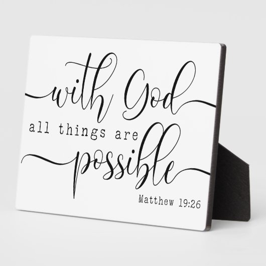Matthew 19:26 Bibelschrift Bauernschild Fotoplatte (Seite)