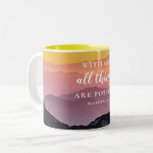 Matthew 19:26 Christliches Geschenk für die Bibelv Zweifarbige Tasse (Vorderseite Links)