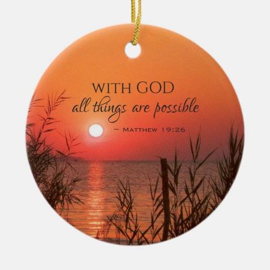 Matthew 19:26 Mit Gott alles Bibel Weihnachten Keramik Ornament (Vorne)