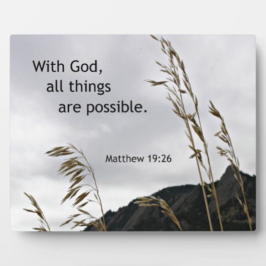 Matthew 19:26 Mit Gott, alles ist möglich Fotoplatte (Vorderseite)