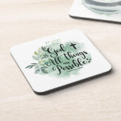 Matthew 19:26 Mit Gott alles Mögliche Leaf Getränkeuntersetzer (Linke Seite)