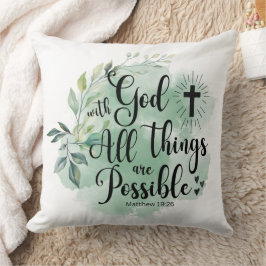 Matthew 19:26 Mit Gott alles Mögliche Leaf Kissen