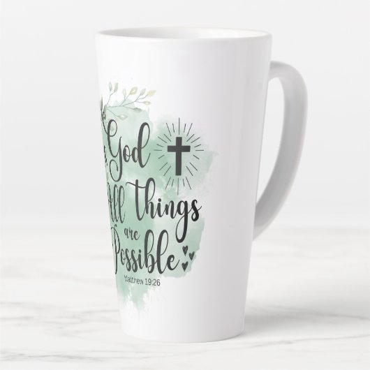 Matthew 19:26 Mit Gott alles Mögliche Leaf Milchtasse (Rechte Ecke)