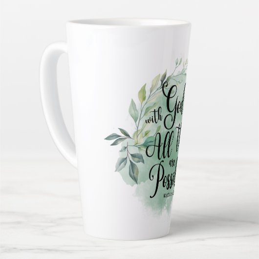 Matthew 19:26 Mit Gott alles Mögliche Leaf Milchtasse (Linke Ecke)