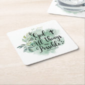 Matthew 19:26 Mit Gott alles Mögliche Leaf Rechteckiger Pappuntersetzer (angewinkelt)