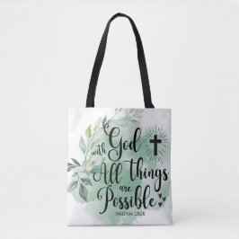 Matthew 19:26 Mit Gott alles Mögliche Leaf Tasche