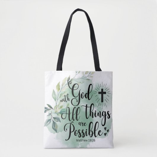 Matthew 19:26 Mit Gott alles Mögliche Leaf Tasche (Vorderseite)