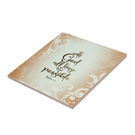 Matthew 19:26 Mit Gott ist alles möglich Fliese (Seite)