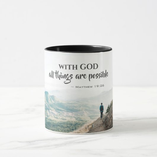Matthew 19:26 Mit Gott ist alles möglich Tasse (Zentrum)