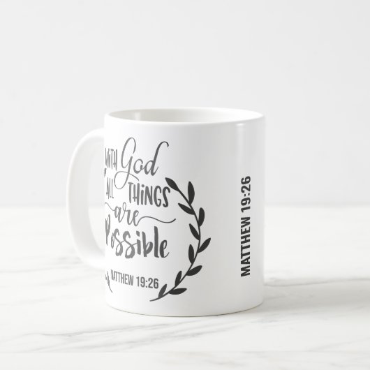 Matthew 19:26 Mit Gott sind alle Dinge möglich Kaffeetasse (Vorderseite Links)
