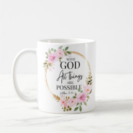 Matthew 19:26 Möglich mit Gott Pink Floral Kaffeetasse