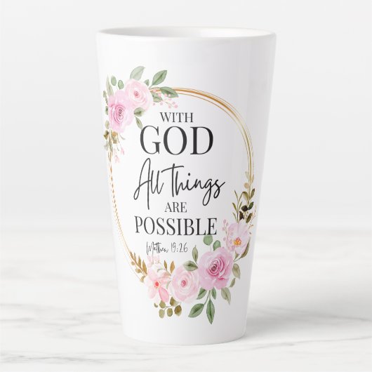 Matthew 19:26 Möglich mit Gott Pink Floral Milchtasse (Vorderseite)