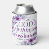 Matthew 19:26 Possible with God Purple Floral Dosenkühler (Kanne Vorderseite)