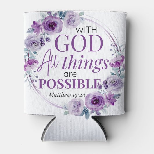 Matthew 19:26 Possible with God Purple Floral Dosenkühler (Vorderseite)