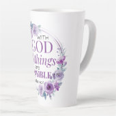 Matthew 19:26 Possible with God Purple Floral Milchtasse (Rechte Ecke)