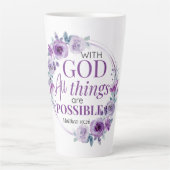 Matthew 19:26 Possible with God Purple Floral Milchtasse (Vorderseite)
