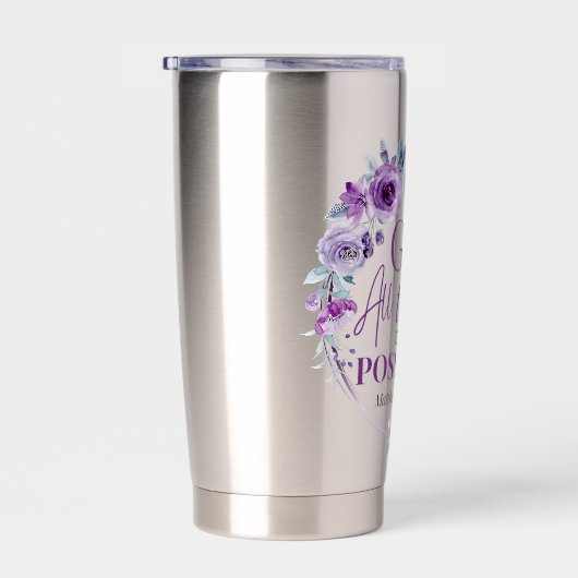 Matthew 19:26 Possible with God Purple Floral Thermobecher (Rechts)
