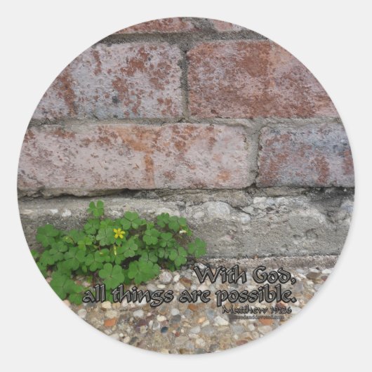 Matthew 19:26 runder aufkleber (Vorderseite)