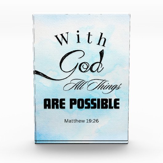 Matthew 19:26 Typografie-Design Fotoblock (Vorderseite)