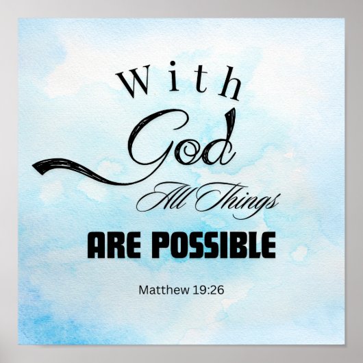 Matthew 19:26 Typografie-Design Poster (Vorne)