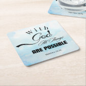 Matthew 19:26 Typografie-Design Rechteckiger Pappuntersetzer (angewinkelt)