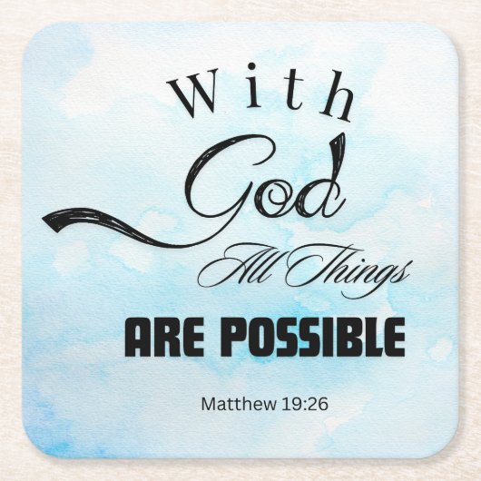 Matthew 19:26 Typografie-Design Rechteckiger Pappuntersetzer (Vorderseite)