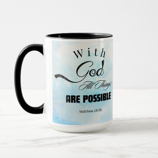 Matthew 19:26 Typografie-Design Tasse (Links)