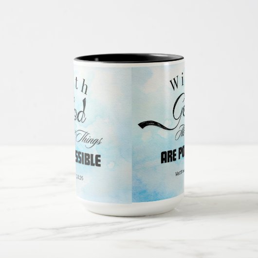 Matthew 19:26 Typografie-Design Tasse (Zentrum)