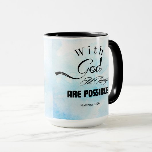 Matthew 19:26 Typografie-Design Tasse (VorderseiteRechts)