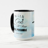 Matthew 19:26 Typografie-Design Tasse (Vorderseite Links)